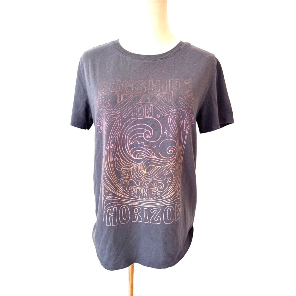 Z Supply Sunshine On The Horizon Graphic Tee M Washed Black Evereve